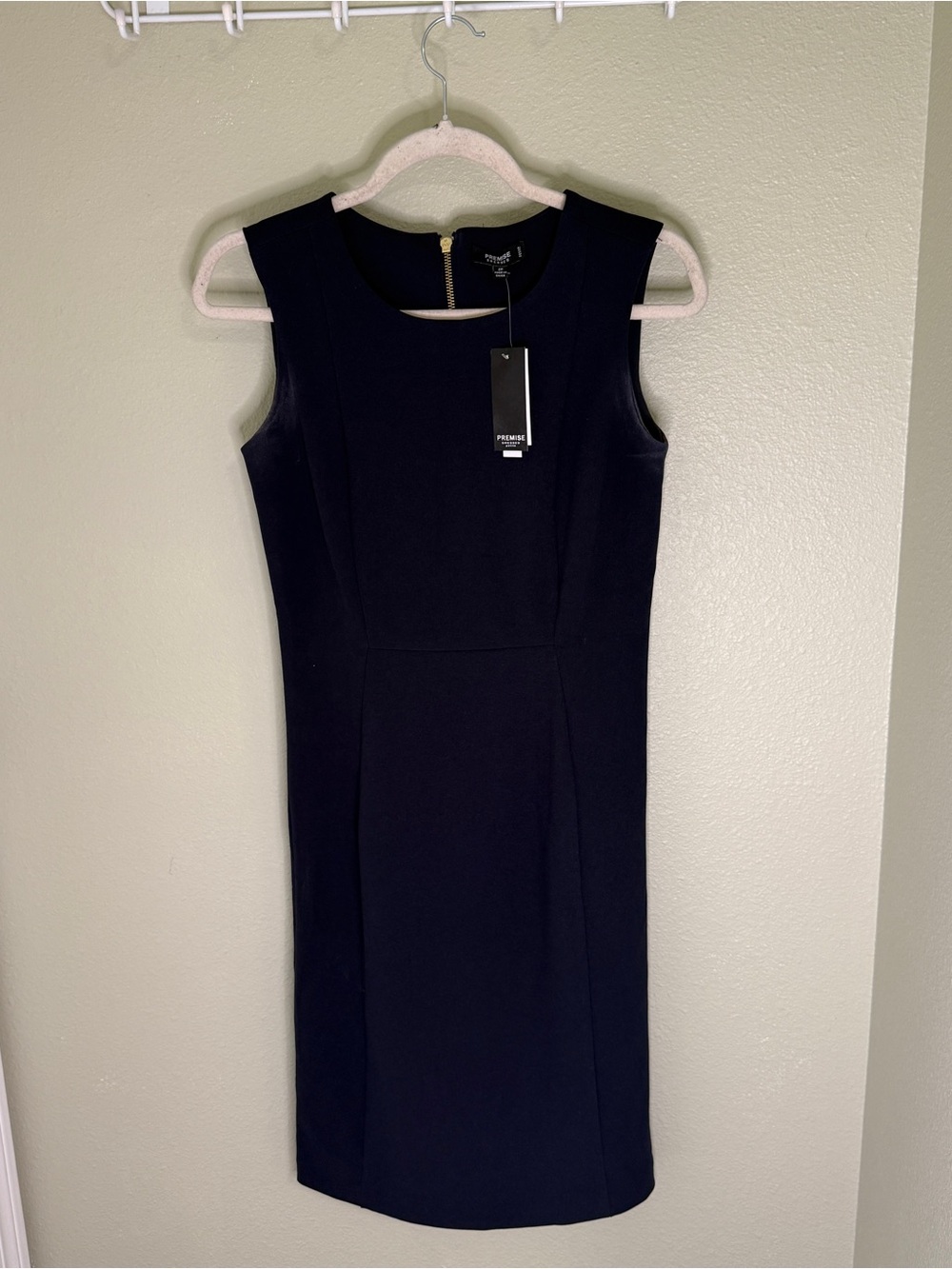 Premise Navy Sleeveless Midi Sheath Dress